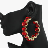 92292, 60MM OVAL ACCENT IN AND OUT RHINESTONE ROUND HOOP EARRING