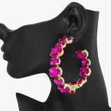 92292, 60MM OVAL ACCENT IN AND OUT RHINESTONE ROUND HOOP EARRING
