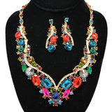 92304, MULTI RHINESTONE ACCENT EVENING NECKLACE SET