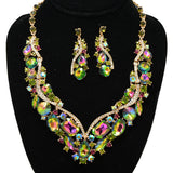 92304, MULTI RHINESTONE ACCENT EVENING NECKLACE SET