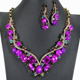 92304, MULTI RHINESTONE ACCENT EVENING NECKLACE SET