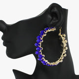 92347, 60MM MARQUISE RHINESTONE ACCENT ROUND HOOP EARRING