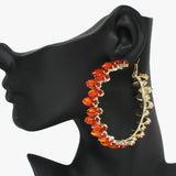 92347, 60MM MARQUISE RHINESTONE ACCENT ROUND HOOP EARRING