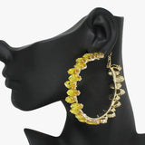 92347, 60MM MARQUISE RHINESTONE ACCENT ROUND HOOP EARRING