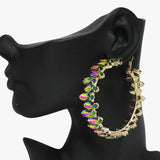 92347, 60MM MARQUISE RHINESTONE ACCENT ROUND HOOP EARRING