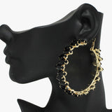 92347, 60MM MARQUISE RHINESTONE ACCENT ROUND HOOP EARRING