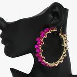 92347, 60MM MARQUISE RHINESTONE ACCENT ROUND HOOP EARRING