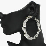 92360, 60MM MULTI RHINESTONE ROUND HOOP EARRING