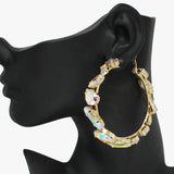 92360, 60MM MULTI RHINESTONE ROUND HOOP EARRING