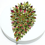 92375, OVERSIZED FLOWER ACCENT RHINESTONE EVENING PIN BROOCH