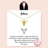 92377, GOLD DIPPED, "BULLHEAD" STEER HEAD CHARM NECKLACE