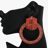 Oversized Rhinestone Door Knocker Earring - view 3