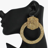 Oversized Rhinestone Door Knocker Earring - view 4