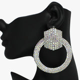 Oversized Rhinestone Door Knocker Earring - view 6