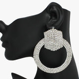 Oversized Rhinestone Door Knocker Earring - view 7
