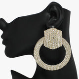 Oversized Rhinestone Door Knocker Earring - view 2