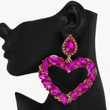 Oversized Valentine's Heart Rhinestone Earring - view 2