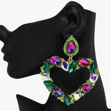 Oversized Valentine's Heart Rhinestone Earring - view 3