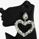 Oversized Valentine's Heart Rhinestone Earring - view 5
