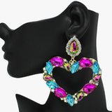 Oversized Valentine's Heart Rhinestone Earring - view 6