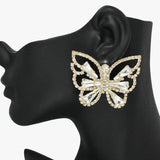 92383, OVERSIZED GARDEN BUTTERFLY RHINESTONE EARRING