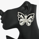 92383, OVERSIZED GARDEN BUTTERFLY RHINESTONE EARRING