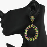 92384, TEARDROP RHINESTONE ACCENT EVENING EARRING