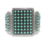 Western Rectangle Turquoise Stone Stretch Bracelet