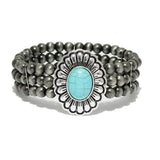 Western Concho with Navajo Bead Stretch Bracelet