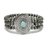 Western Concho with Navajo Bead Stretch Bracelet