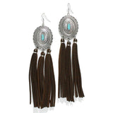 Western Concho with Suede Tassel Long Earring