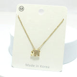 92407, DAINTY ELEPHANT CUBIC ZIRCONIA PENDANT NECKLACE