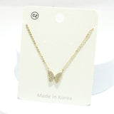 92408, DAINTY BUTTERFLY CUBIC ZIRCONIA PENDANT NECKLACE