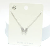 92408, DAINTY BUTTERFLY CUBIC ZIRCONIA PENDANT NECKLACE