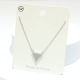 92410, DAINTY TRIANGLE CUBIC ZIRCONIA PENDANT NECKLACE