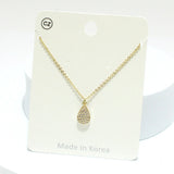 92412, DAINTY TEARDROP CUBIC ZIRCONIA PENDANT NECKLACE