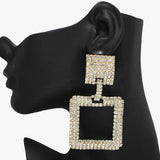 92417, OVERSIZED SQUARE RHINESTONE EARRING