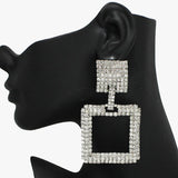92417, OVERSIZED SQUARE RHINESTONE EARRING