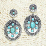 Western Oval Accent Turquoise Stone Earring