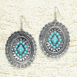 Western Engraved Turquoise Stone Earring