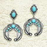 Western Squash Blossom Turquoise Stone Earring