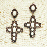 92426, WESTERN CROSS TURQUOISE STONE EARRING