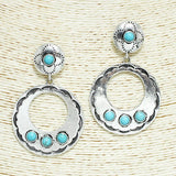 Western Geometric Round Turquoise Stone Earring