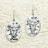 Western Steer Head Engraved Earring