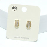 92448, DAINTY GEOMETRIC CUBIC ZIRCONIA STUD EARRING