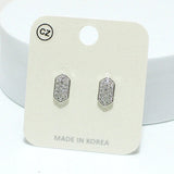 92448, DAINTY GEOMETRIC CUBIC ZIRCONIA STUD EARRING
