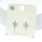 92450, DAINTY CROSS CUBIC ZIRCONIA STUD EARRING