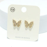 92453, DAINTY BUTTERFLY CUBIC ZIRCONIA STUD EARRING