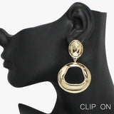 92455, GEOMETRIC CONVEX METAL CLIP ON EARRING