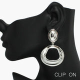 92455, GEOMETRIC CONVEX METAL CLIP ON EARRING